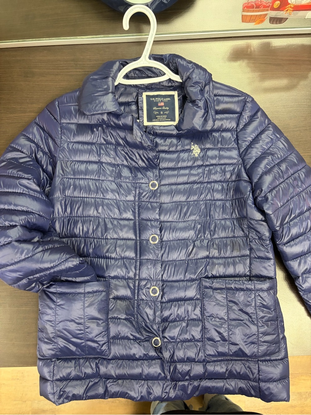 U.S. Polo Assn. Girls Quilted Navy Puffer Jacket